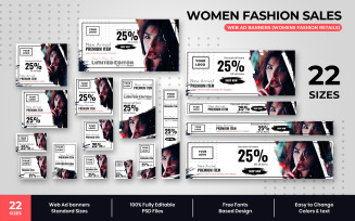 Womens Fashion Sales Web Ad Banners Social Media Template