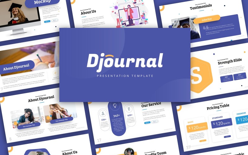 Djournal Education Presentation PowerPoint template PowerPoint Template