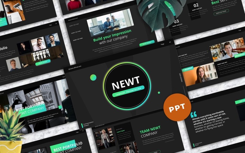 Newt - Company Profile PowerPoint template PowerPoint Template