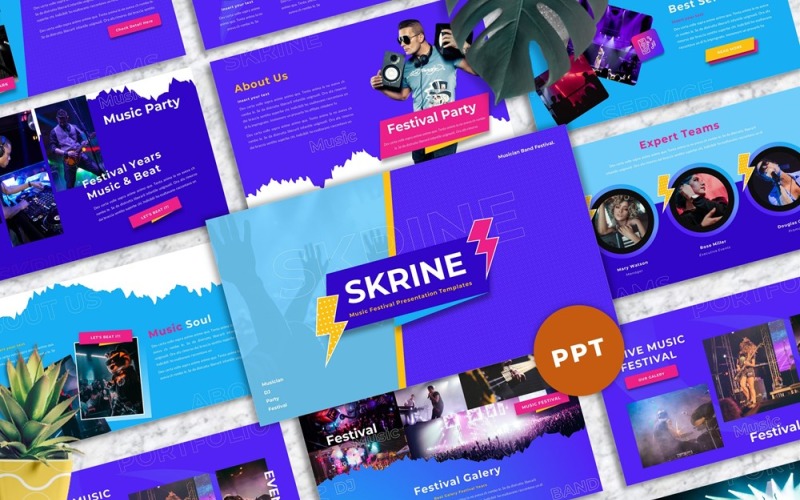 Skrine - Music Festival PowerPoint template PowerPoint Template