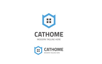 Cat Home Logo Template