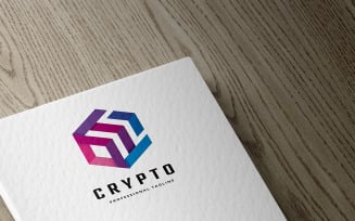 Crypto Cube Letter C Logo Template