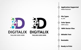 Letter D - Digitalix Logo Template