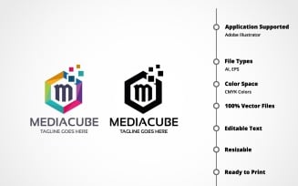 Letter M - MediaCube Logo Template