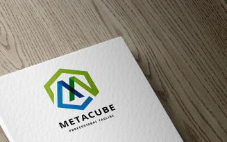 Meta Cube Letter M Logo Template