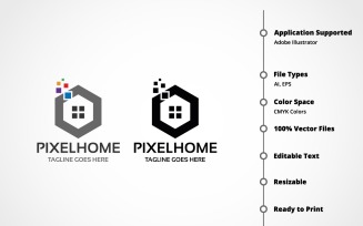 Pixel Home Logo Template