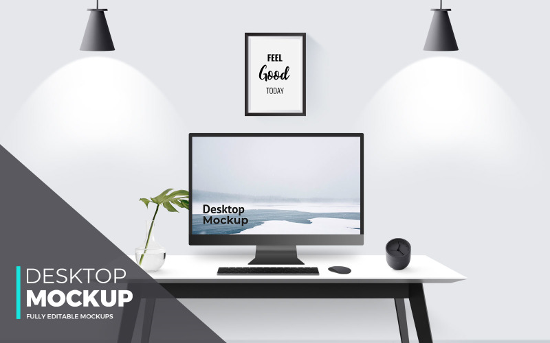 Desktop with Table product mockup Product Mockup