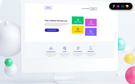Cleaning Service Landing Page Template UI Element