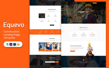 Construction Landing Page Template UI Element