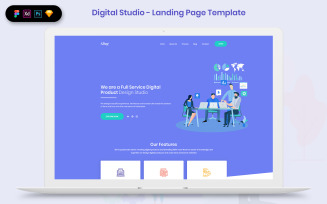 Digital Studio Landing Page Template UI Elements