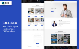 RealEstate Agent Landing Page PSD Template UI Elements