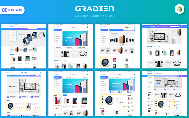 Responzivní Shopify motiv "Gradien - Electronics & Warehouse" #154102