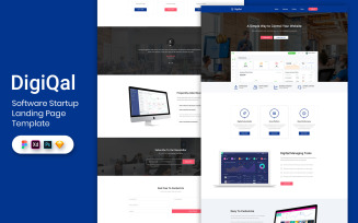 Software Startup Landing Page Template UI Elements