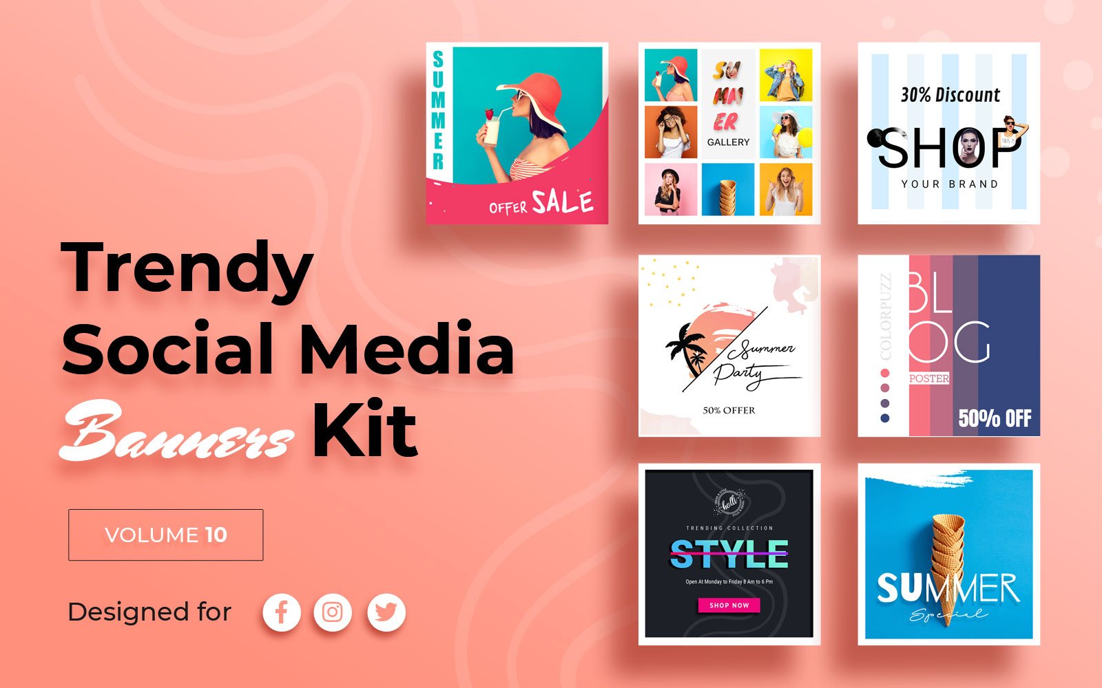 Kit Graphique #154299 Trendy Social Divers Modles Web - Logo template Preview