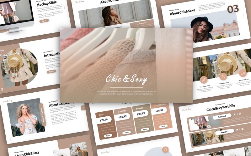 Chic&Sexy Fashion Presentation PowerPoint template PowerPoint Template
