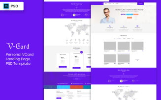 V-Card Landing Page Template UI Elements