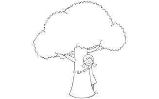 Tree Hugger Line Art - Illustration