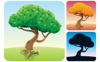 Tree Square Landscapes - Illustration