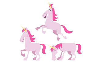 Unicorn Cartoon Set - Illustration