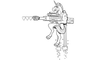 Unicorn Soldier Line Art - Illustration