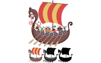 Viking Ship on White - Illustration