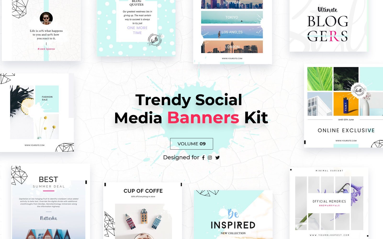 Kit Graphique #154577 Trendy Social Divers Modles Web - Logo template Preview