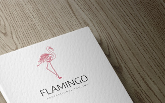 Line Flamingo Logo Template