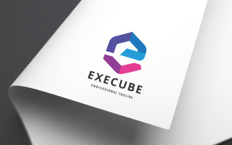 Exe Cube Letter E Logo Template