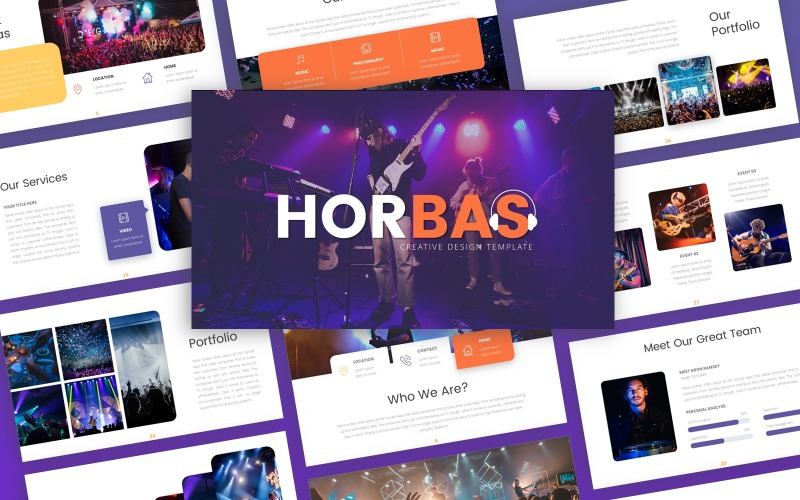 Horbas Music Presentation PowerPoint template PowerPoint Template