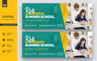 Kids Summer School Facebook Cover Design Social Media Template