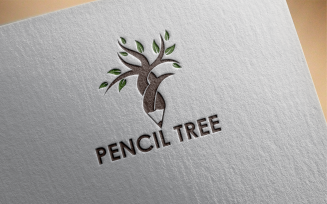 Tree pencil Logo Template