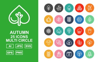25 Premium Autumn Multi Circle Icon Set