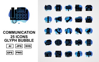 25 Premium Communication Glyph Bubble Icon Pack Set