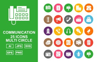 25 Premium Communication Multi Circle Icon Set