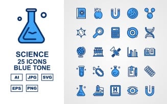 25 Premium Science Blue Tone Icon Set