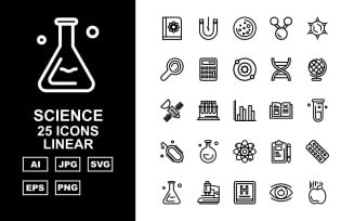 25 Premium Science Linear Icon Set