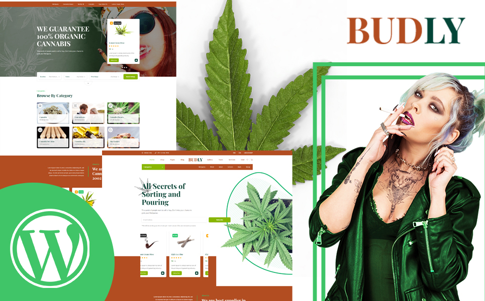 "Budly - Cannabis Shop" Responsive WordPress thema №155666