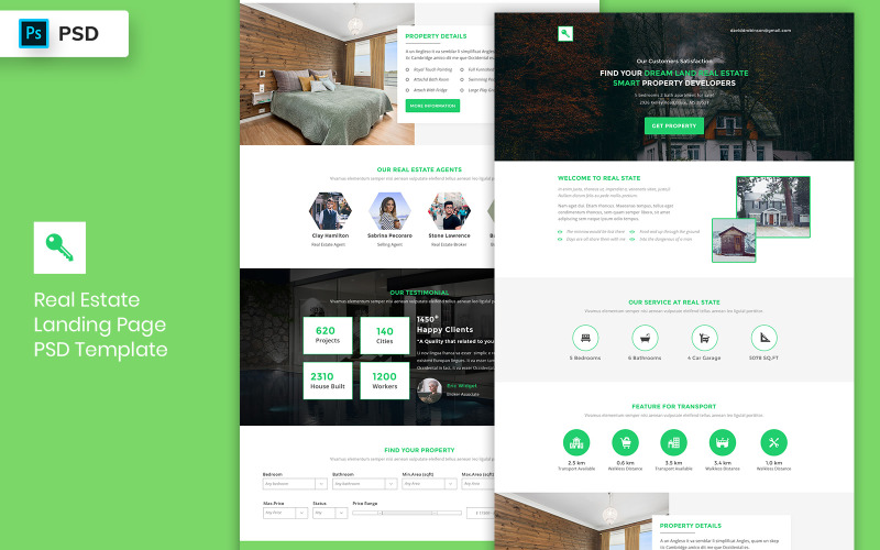Real Estate Landing Page PSD Template-02 UI Elements