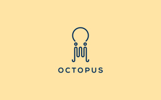 Octopus Outline Logo Template