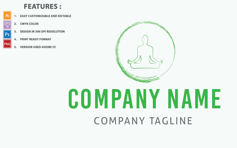 Green Yoga Vector Design Logo Template