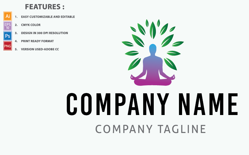 Nature Yoga Icon Vector Design Logo Template