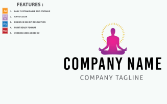 Meditation Yoga Icon Vector Design Logo Template