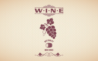 Wine Grapes Vintage Background Logo Template