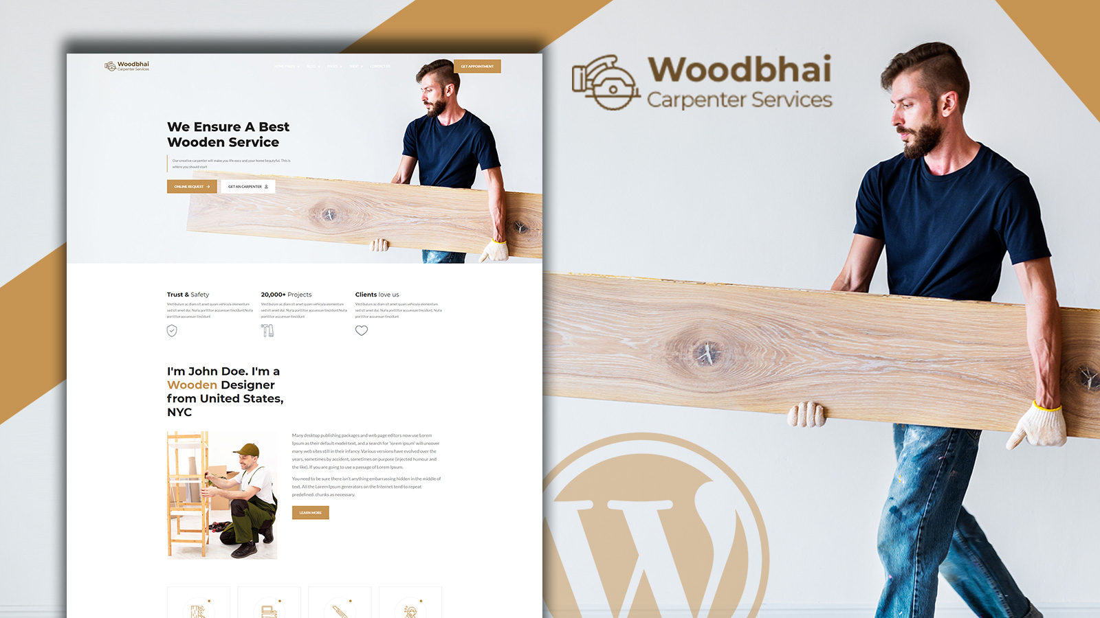 Tema WooCommerce Responsive #156075 "Woodbhai - Carpenter Service and Shop"
