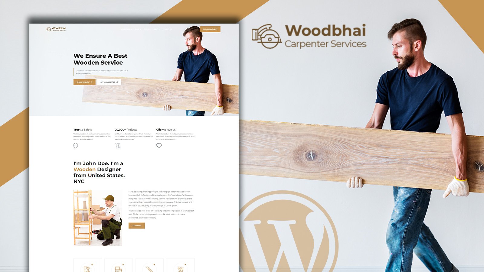 WooCommerce Theme namens "Woodbhai - Carpenter Service and Shop" #156075