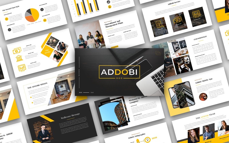 Addobi – Creative Business Presentation PowerPoint template PowerPoint Template