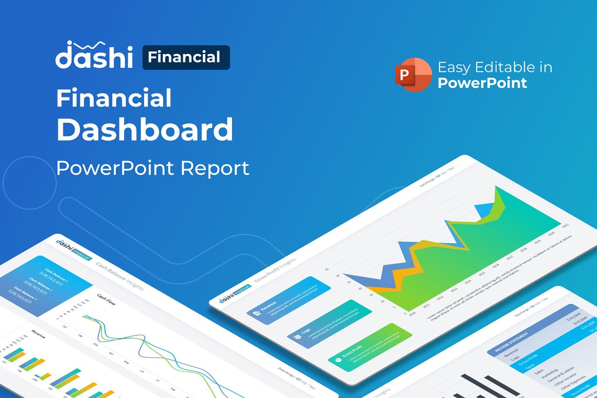Dashi Financial Dashboard Report Presentation PowerPoint Template
