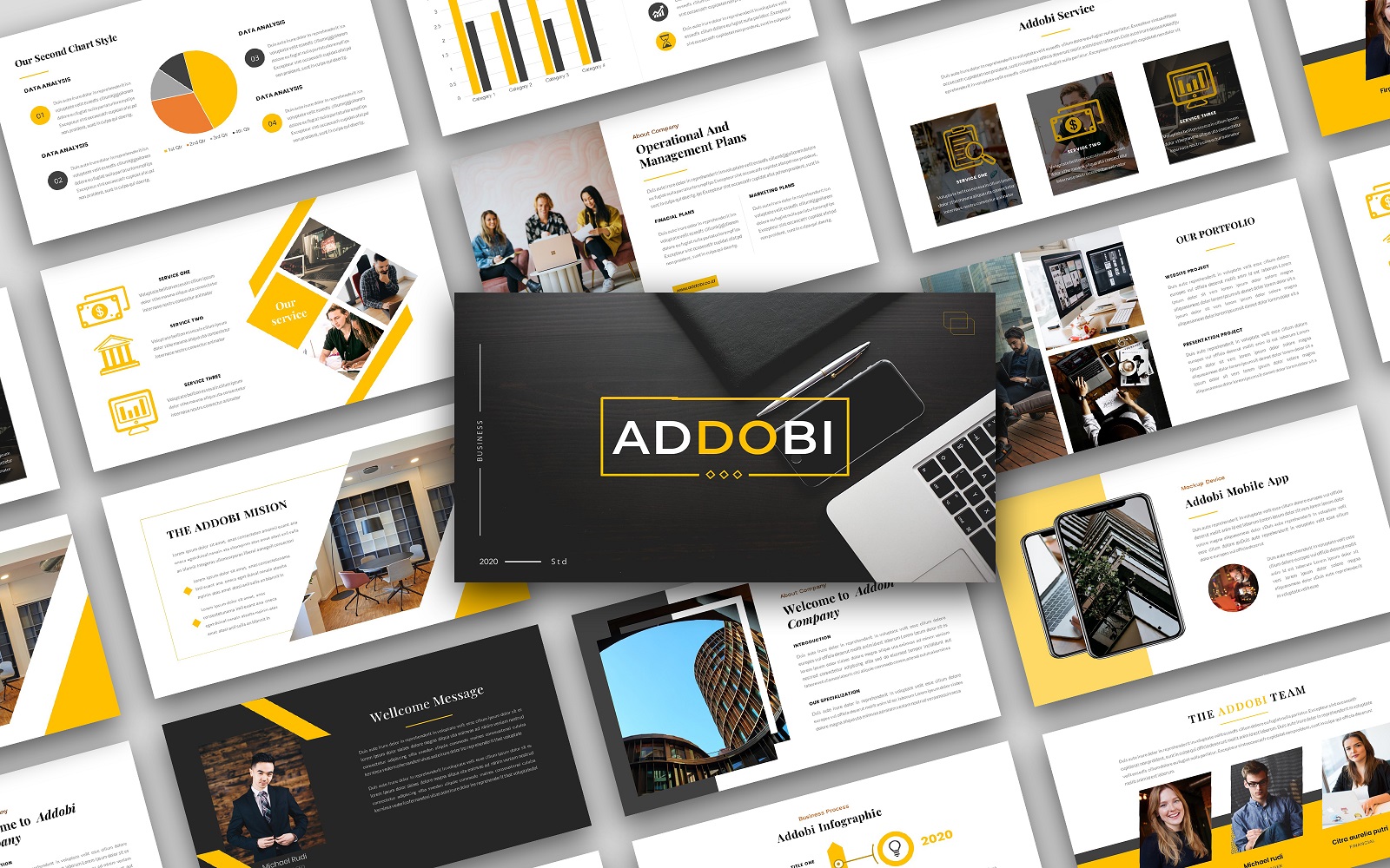Luxusní PowerPoint šablona "Addobi – Creative Business Presentation" #156104