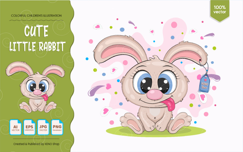 Little cartoon rabbit - Vector Image Vector Graphic