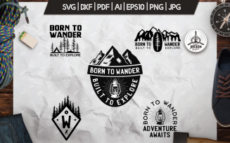 Wanderlust, Retro Vector Camping Badges, Shirt SVG Cut Logo Template
